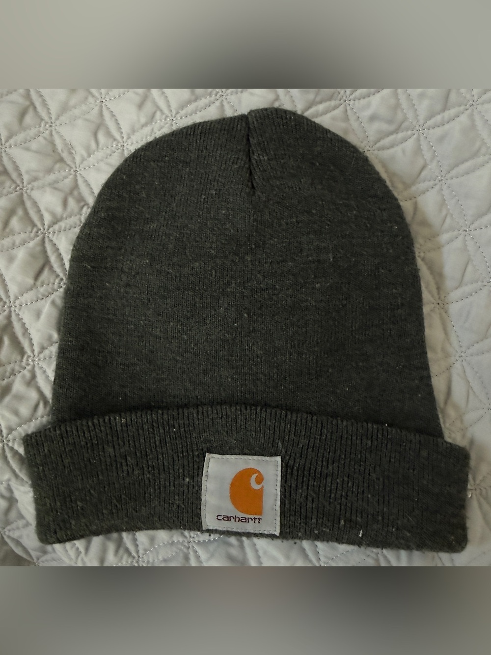 Carhartt Beanie Mens One Size Fits All Gray Knit Workwear Custom Texas Patch